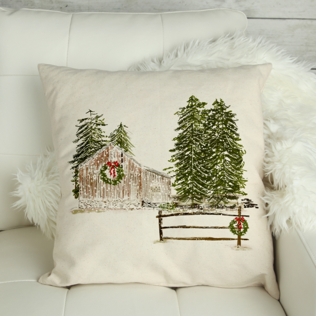 Christmas barn Christmas cushion